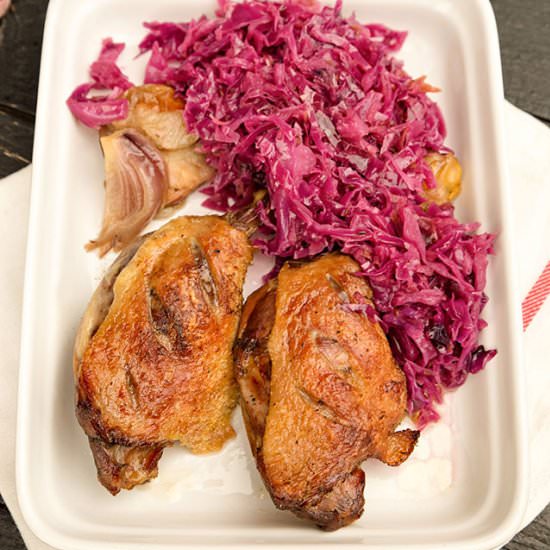 Duck legs with red sauerkraut