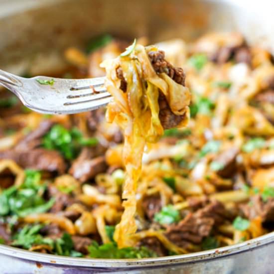 Low Carb Asian Beef Cabbage Noodles