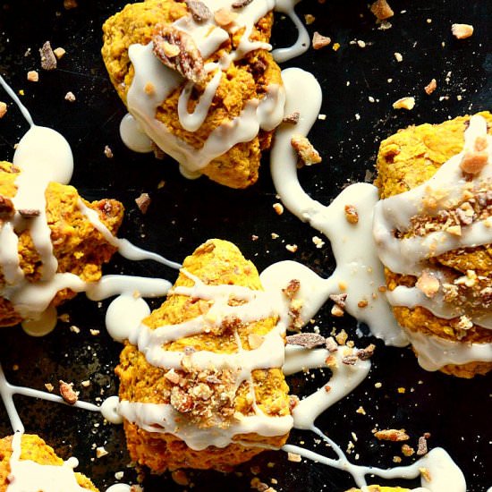 Pumpkin Scones with Bourbon Glaze
