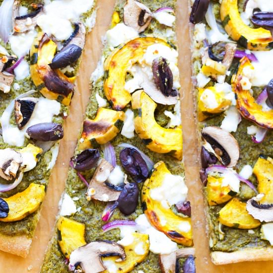 Harvest Squash and Pesto Pizza
