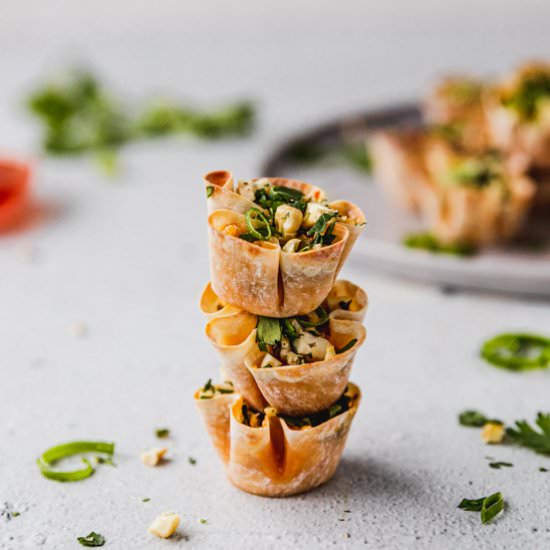 Cheesy Pepper Jelly Wonton Cups