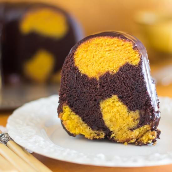 Chocolate Pumpkin Marble Cake