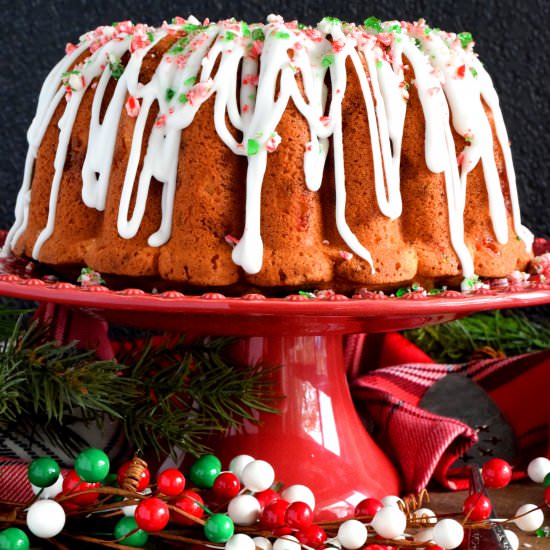 Candy Cane Peppermint Bundt Cake