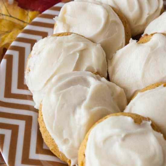 Cream Cheese Frosted Pumpkin Cookie