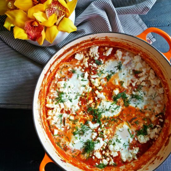 Zucchini, Dill, and Feta Shakshuka