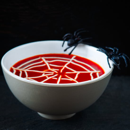 Creamy tomato soup for Halloween