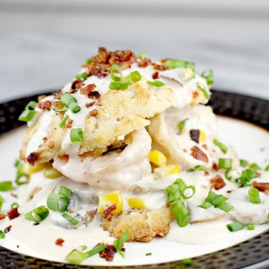 Shrimp Gravy over Biscuits