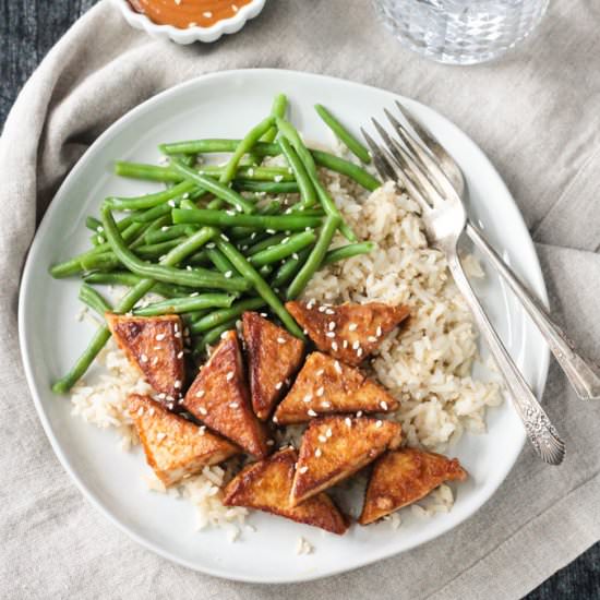 Peanut Satay Tofu Triangles