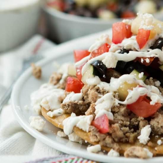 HEALTHY GREEK TURKEY TOSTADAS