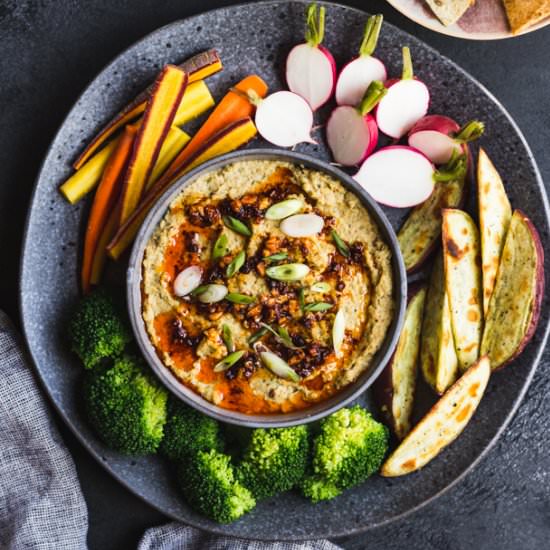 Mung Bean Hummus with Chili Oil