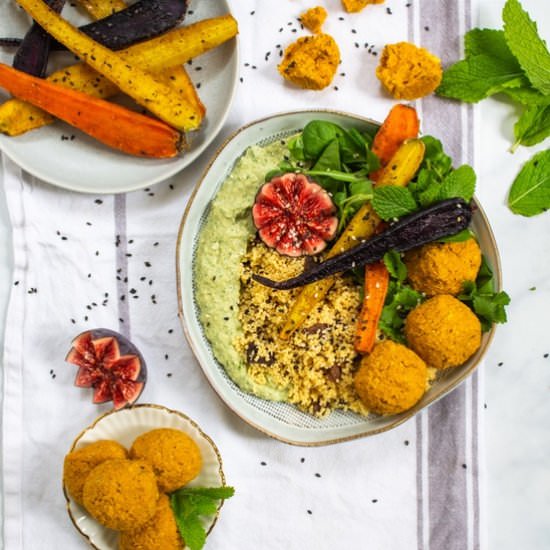 Pumpkin Falafel with Herby Hummus