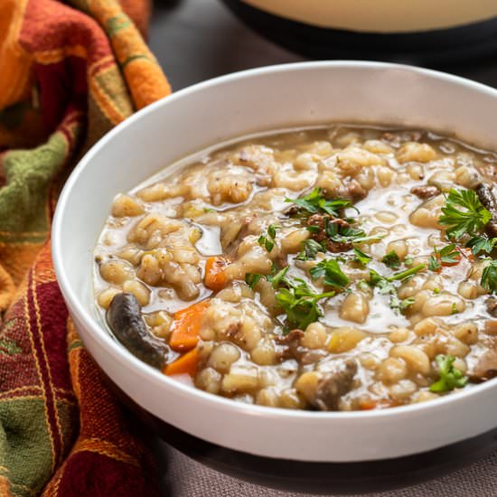 Beef Barley and Mushroom Soup