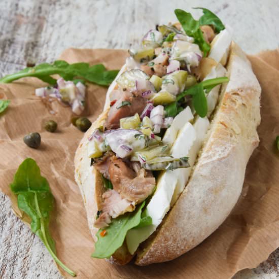 Brie and chicken sandwich