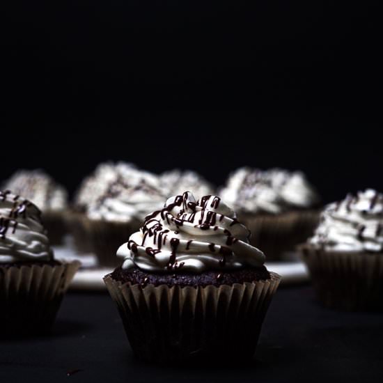 Choc Cupcakes w/ Meringue Frosting