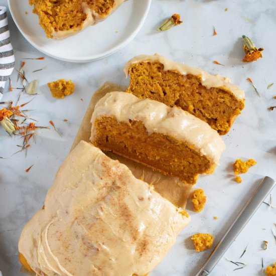 Pumpkin Bread + Maple Frosting