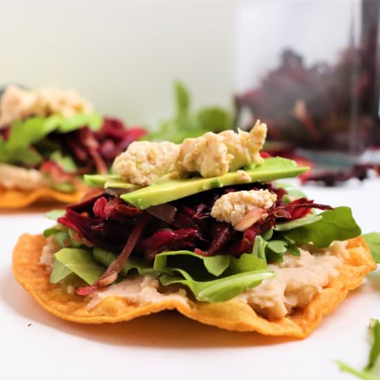 Hibsicus Flower Vegan Tostadas