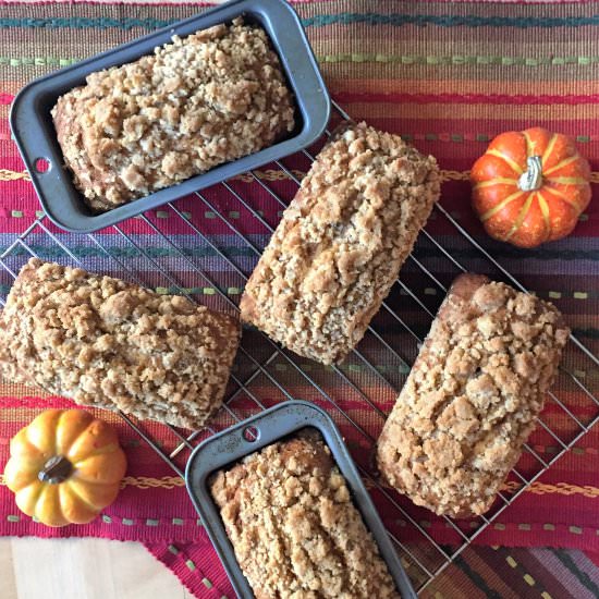 Pumpkin Streusel Bread Mini Loaves