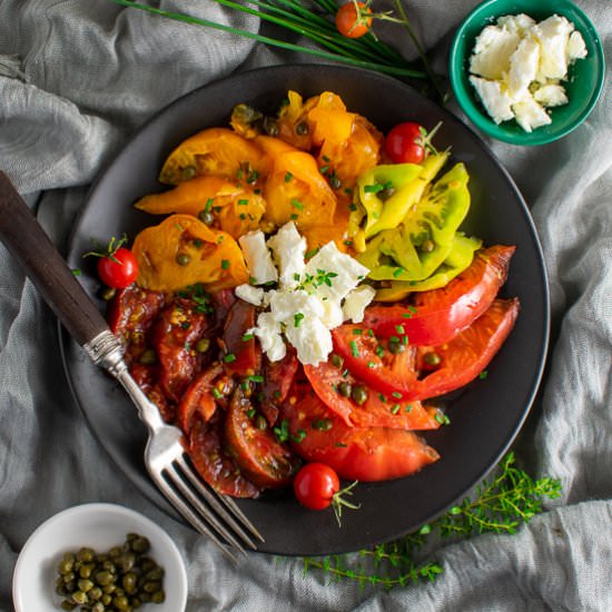Caper-Feta Heirloom Tomato Salad