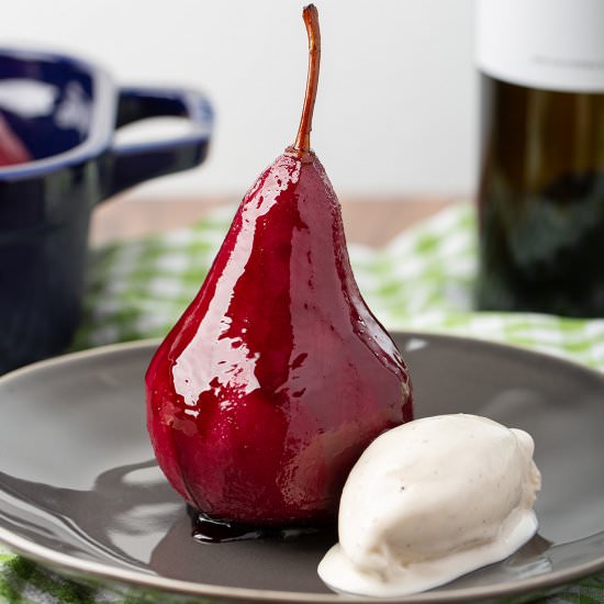 Red Wine Poached Pears