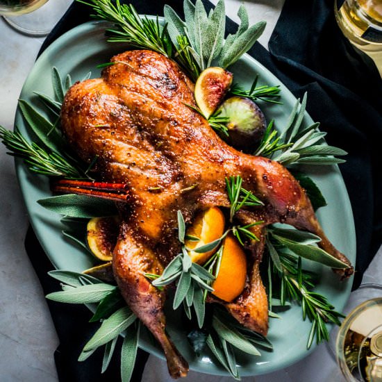 Fig Glazed Roast Duck