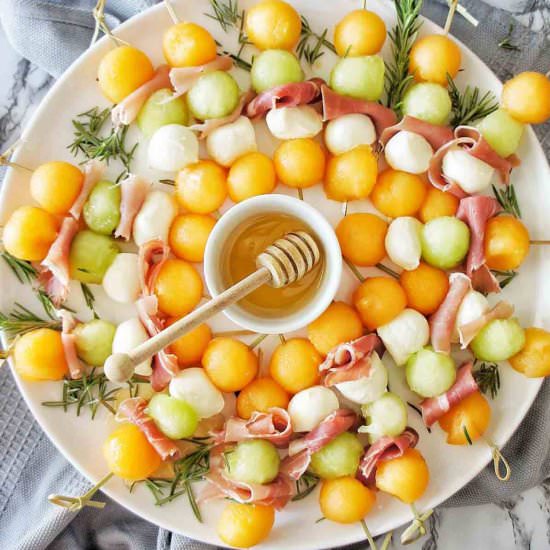 Melon and Proscuitto Skewers