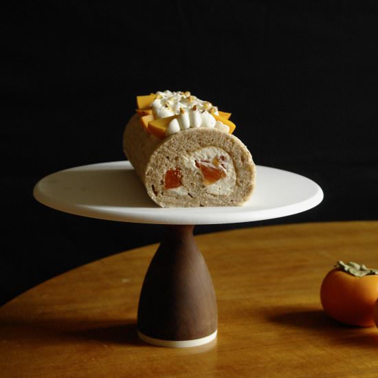 persimmon and walnut roll cake