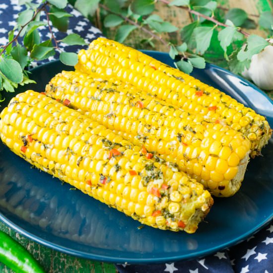 Oven Roasted Corn with Spicy Butter
