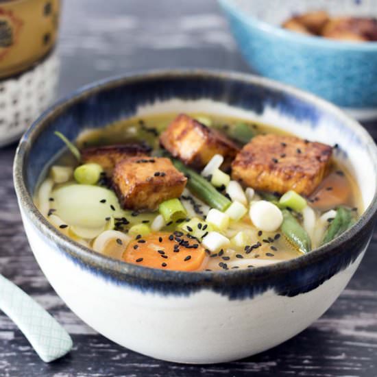 Miso udon noodle soup