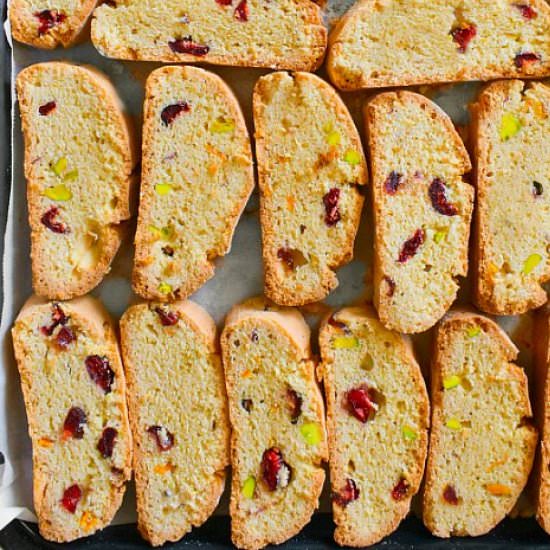 Pistachio Cranberry Orange Biscotti