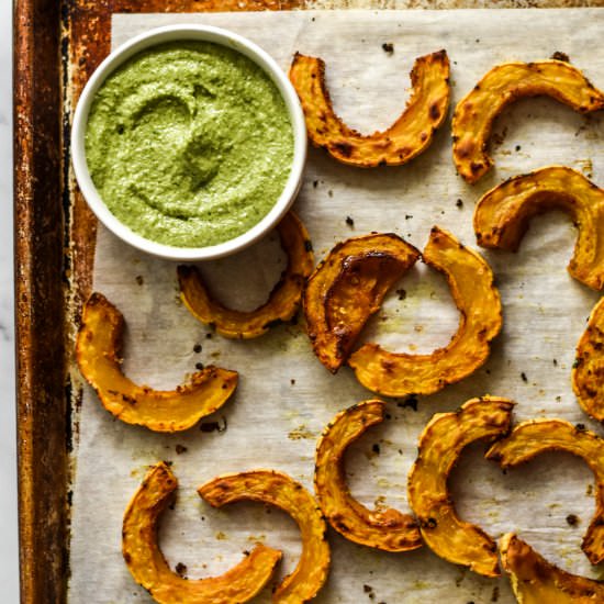 Roasted Delicata Squash with Pesto