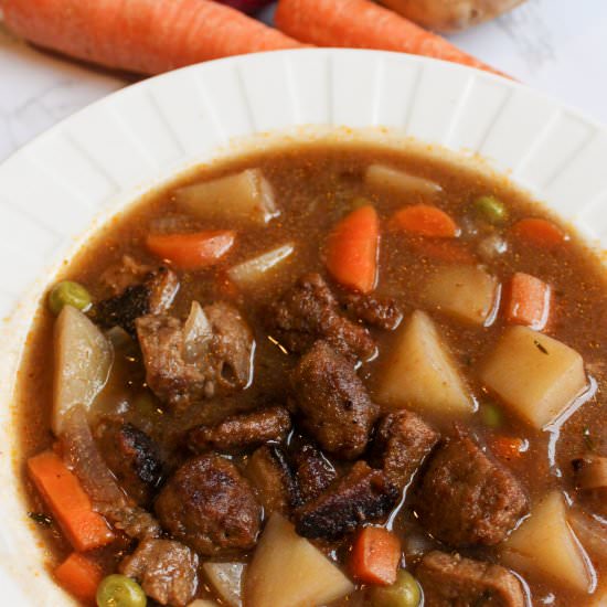 Rich and savory beefless stew