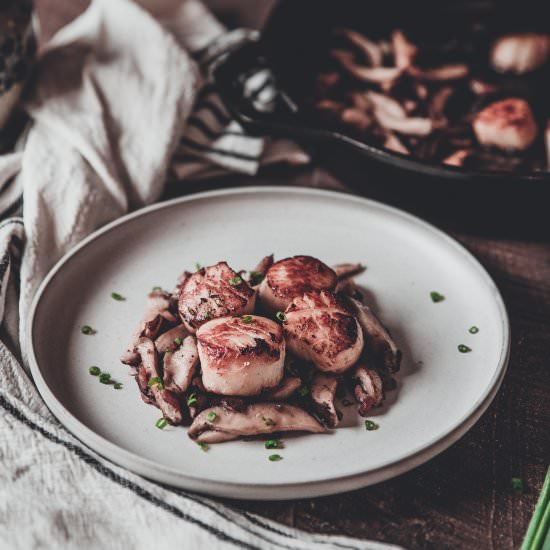 Scallops with Bacon and Mushrooms