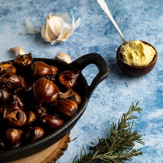 Grilled Chestnuts w/ Garlic Butter