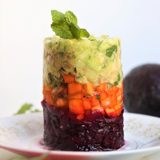 Avocado, Persimmon and Beet Tartare