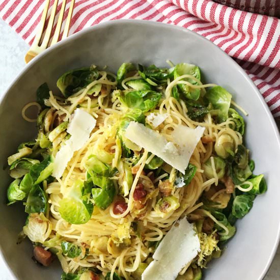 Brussels Sprouts Pasta w Pancetta