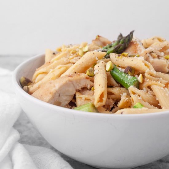 Chicken Penne Asparagus Pistachios