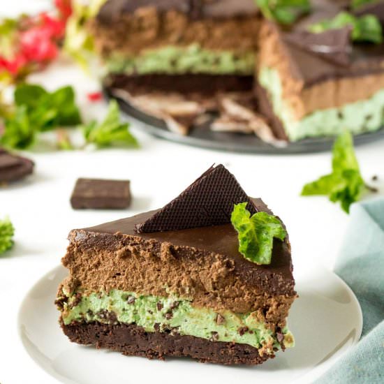 Brownie Mint Chocolate Mousse Cake