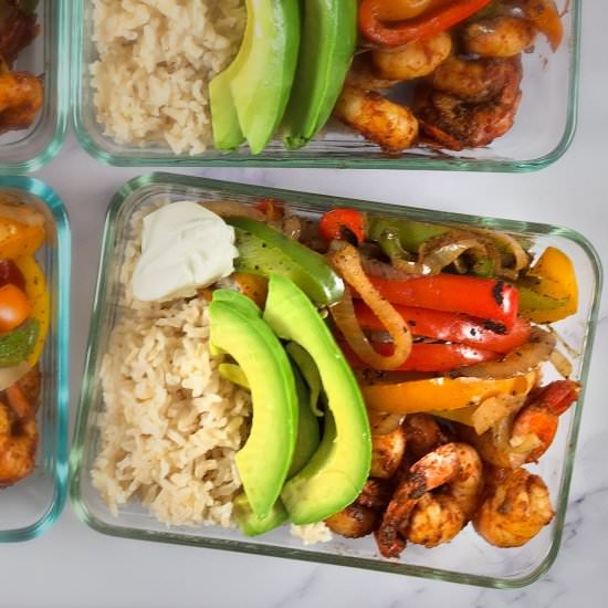 Easy Shrimp Fajita Bowl Meal Prep