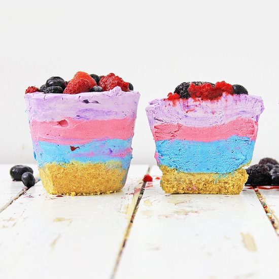 Mini Triple Layer Berry Cheesecakes