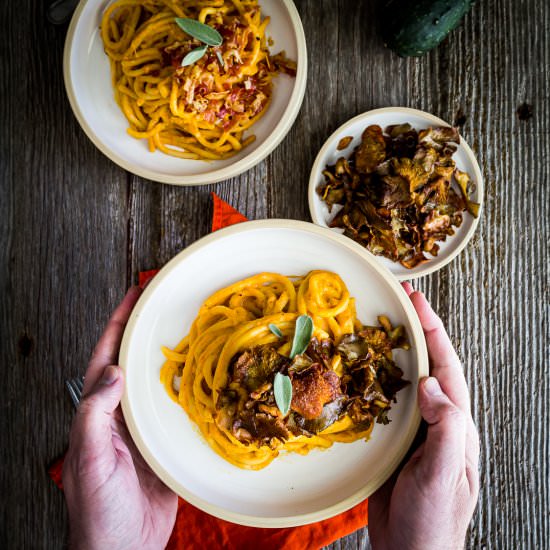 Pumpkin Pasta Sauce with Pici Pasta