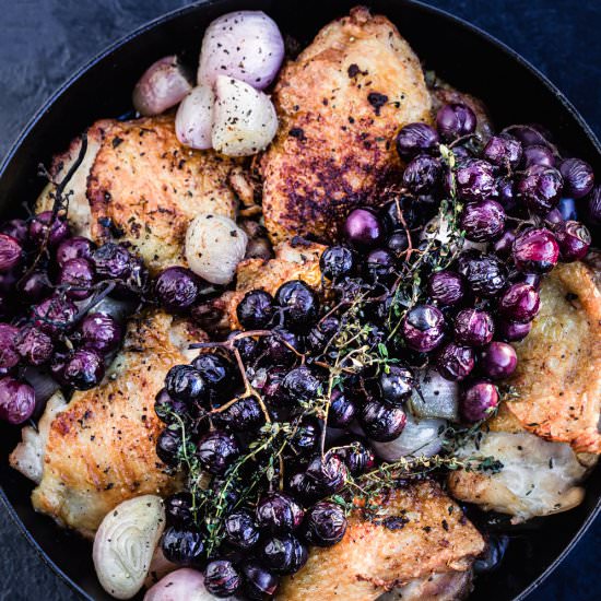 Thyme Roasted Chicken with Grapes