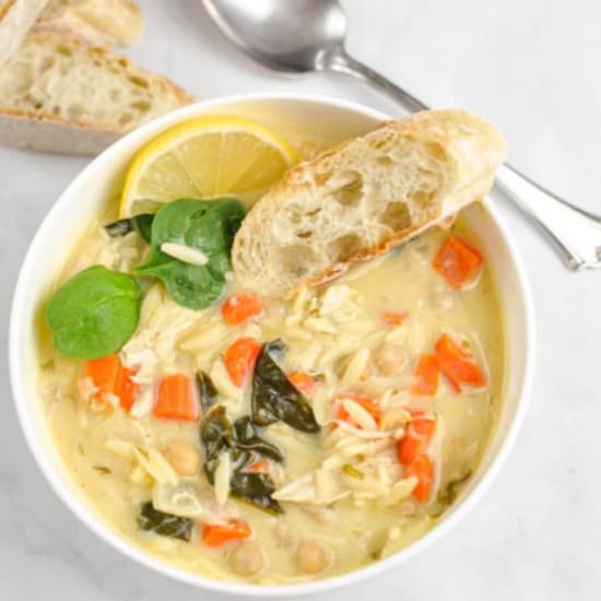 Lemon Chicken Orzo Chickpea Soup