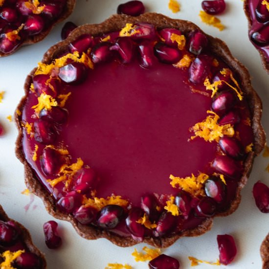 Pomegranate Curd Orange Tarts