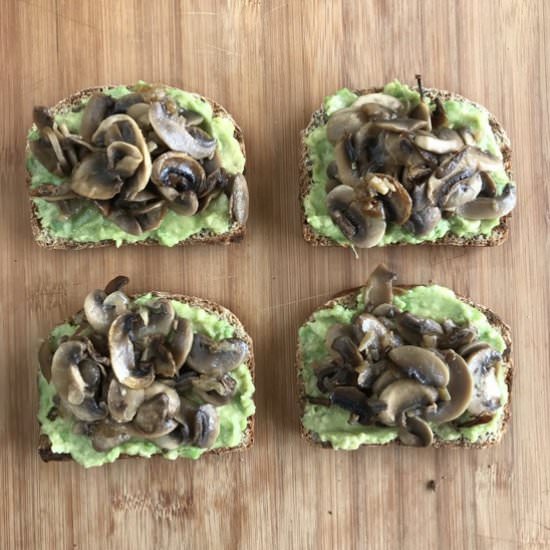 Mushroom and avocado canapé