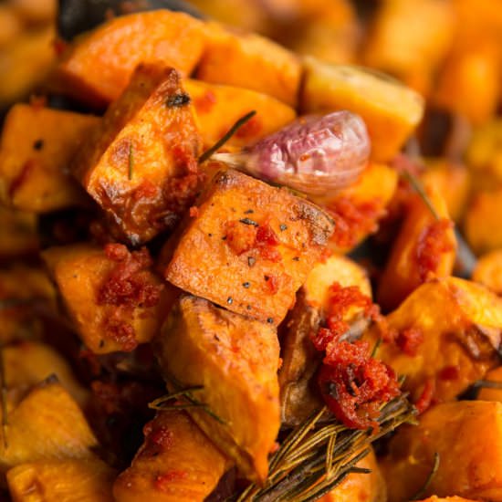 Garlic Rosemary Sweet Potatoes