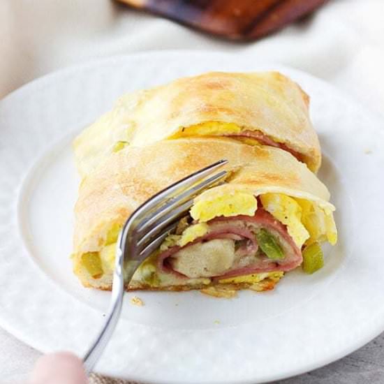 Ham and Cheese Breakfast Stromboli