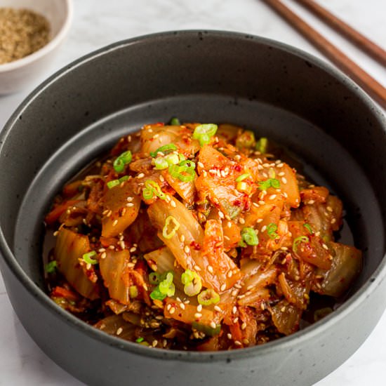 Quick and Easy Stir Fried Kimchi