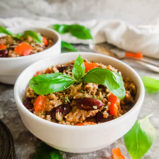 Ground Turkey, Rice and Beans