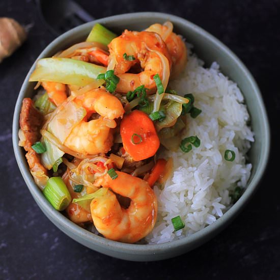 pork & shrimp stir fry