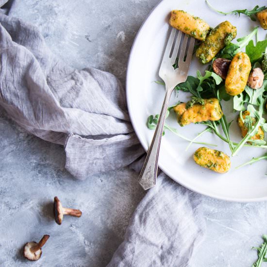 Yam Gnocchi with Basil Pesto